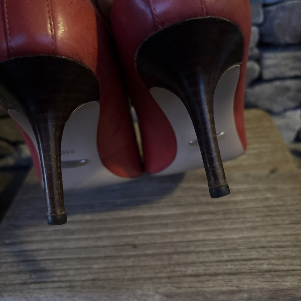 LAUREN RALPH LAUREN STILETTO PUMPS - RED LEATHER - 9.5 B - Picture 9 of 12